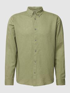 ESPRIT Overhemd met buttondownkraag van een mix van katoen en linnen