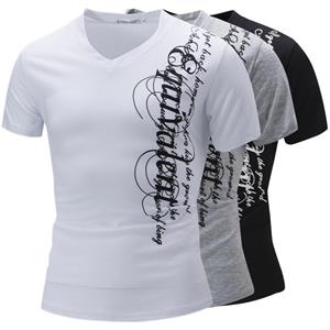 Casual Fashion S Summer Men's Casual Letter Printing V-neck T-shirt Sports Men's Short Sleeves