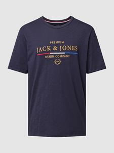 Jack & Jones Premium T-shirt met label- en motiefstitching, model 'BLUTRAVIS'