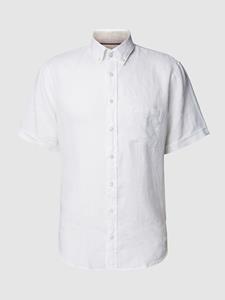 BRAX Vrijetijdsoverhemd van linnen met logostitching, model 'Dan'
