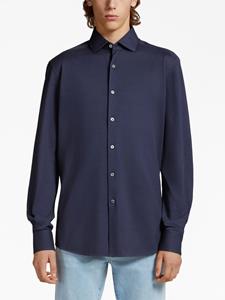 Zegna long-sleeve cotton shirt - 375 NAVY BLUE