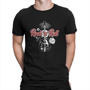 TOBRICH Rockabilly Rock and Roll Hip Hop Heren TShirt Muziek Dice Rockers Gitaren Classic T Shirt Homme Tops Uniek Trendy