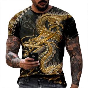 Dundundun 2022 Zomer Hipster Heren T-shirt Tattoo Dragon 3D Geprinte Harajuku T-shirts met korte mouw Unisex Casual Tops