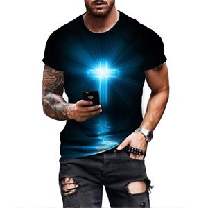Dundundun Summer Casual 3D Cross Tshirt Men's Jesus Printed T-shirt 2022 Short Sleeve Streetwear Christian Style Male Clothes