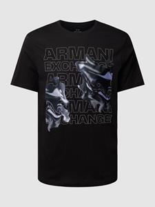 Armani Exchange T-shirt met label- en motiefprint, model 'Watercapsule'