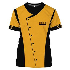 Nihao Chef T Shirt Fake Suit Cook Print Tee Summer Quick Dry Funny Uniform Oversized Short Sleeve Top Hoge Kwaliteit O-hals Heren T-Shirts