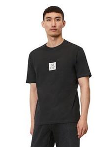 Marc O'Polo T-shirt with print, ribbed neckline, flatlock details, straight hem met contrastkleurig logo