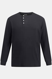 JP1880 T-Shirt Henley Langarm Rippjersey Rundhals Knopfleiste