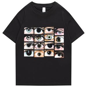 FT T Shirts 2022 Mannen Hip Hop Streetwear T-shirt ogen bedrukt Harajuku T-shirt katoen casual tshirt zomer korte mouw tops tees zwart