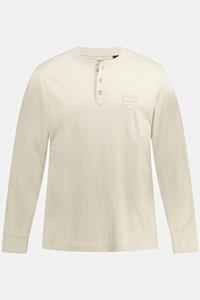 JP1880 T-Shirt Henley Langarm Flammjersey Rundhals Knopfleiste