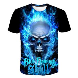 Exclusive 3D T-shirt New Summer Psychedelic Skull Tshirt Men Women Kids T Shirts Flame 3D Printed Tshirt Punk Rock Tops Short Sleeve Men's Clothing