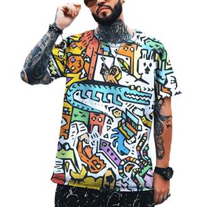 Exclusive 3D T-shirt 2022 Nieuwe Herenmode Street Hip-hop Graffiti 3d Printing T-shirt