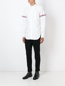Thom Browne Long Sleeve Shirt With Grosgrain Armbands In White Oxford
