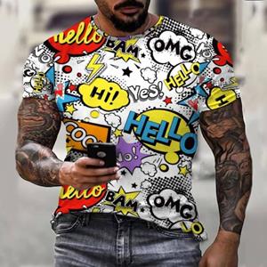 Muzi clothing Graffiti Comic Explosie 3D Full Body Driedimensionaal printen Zomer Hiphop Leuke persoonlijkheid Heren T-shirt Korte mouwen Top