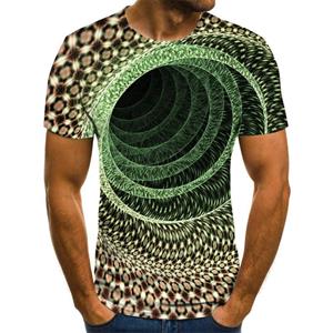 Muzi clothing Three-dimensional graphic T-shirt casual lattice tops 3D men's T-shirt summer T-shirt men's O-neck shirt plus size streetwear
