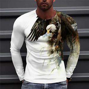 ETST WENDY Heren Eagle Handgeschilderd Patroon Casual T-Shirts Streetwear met lange mouwen 3D Animal Printing Hip Hop Male Tops Tee Plus Size 6XL