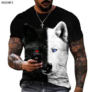3DT-ShirtsZZ Wild Wolf Verschillende Stijlen van Wolf 3d Printing Summer Men's Wild Wolf T-shirt Korte mouwen Ronde Hals Herenmode Casual