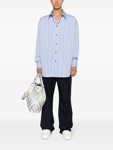 Off-White logo-embroidered striped shirt - Blauw