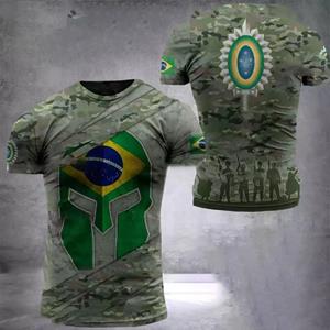 ETST WENDY Heren T-Shirt Braziliaanse Leger Veteraan Print Zomer O-Hals Korte Mouw Tee Shirt Street Cool Top Heren Grote Maten Kleding 6XL