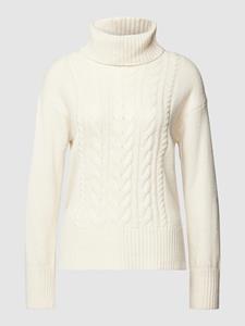 TOM TAILOR Sweatshirt Knit pullover cable turtleneck, soft beige melange