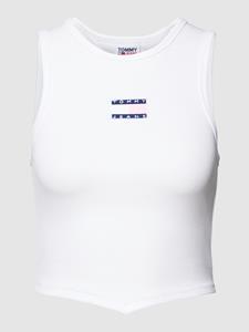 Tommy Jeans Logo-Appliqué Ribbed Cotton-Jersey Top - L