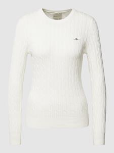 Gant Strickpullover "STRETCH COTTON CABLE C-NECK", mit Logostickerei auf der Brust