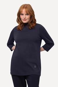 Ulla Popken Rundhalsshirt Shirt Pima Cotton A-Linie V-Ausschnitt 3/4-Arm