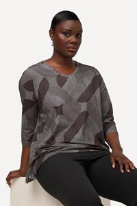 Ulla Popken Rundhalsshirt Pima-Cotton-Shirt A-line Stehkragen 3/4-Arm