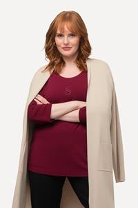 Ulla Popken Rundhalsshirt Pima-Cotton-Shirt A-line Stehkragen 3/4-Arm