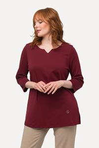 Ulla Popken Rundhalsshirt Shirt Pima Cotton A-Linie V-Ausschnitt 3/4-Arm