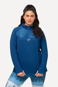 Ulla Popken Rundhalsshirt Funktionsshirt Kapuze Langarm Hoodie Daumenloch