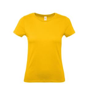 B&C Geel basic t-shirt met ronde hals voor dames