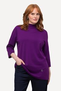 Ulla Popken Rundhalsshirt Pima-Cotton-Shirt A-line Stehkragen 3/4-Arm