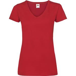 Fruit Of The Loom Basic V-hals katoenen t-shirt rood voor dames