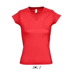 Sols Dames t-shirt V-hals rood 100% katoen slimfit -