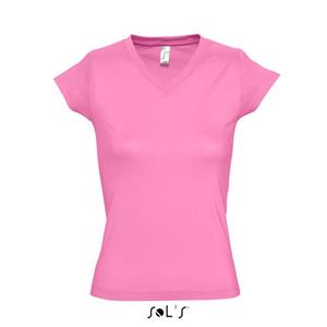 Sols Dames t-shirt V-hals roze 100% katoen slimfit -