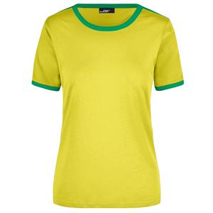 James & Nicholson Geel met groen dames t-shirt -