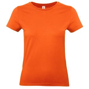 B&C Set van 2x stuks basic dames t-shirt oranje met ronde hals, maat: -