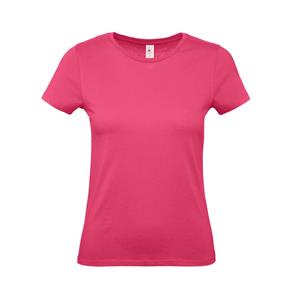 B&C Set van 2x stuks fuchsia roze basic t-shirts met ronde hals voor dames