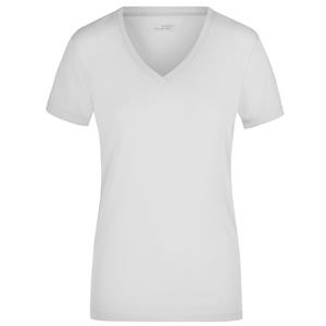 James & Nicholson Wit dames stretch t-shirt met V-hals -