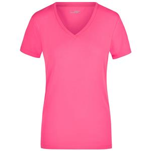 James & Nicholson Roze dames stretch t-shirt met V-hals -