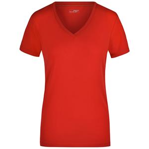 James & Nicholson Rood dames stretch t-shirt met V-hals -