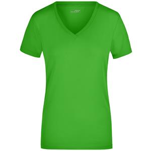 James & Nicholson Lime dames stretch t-shirt met V-hals -