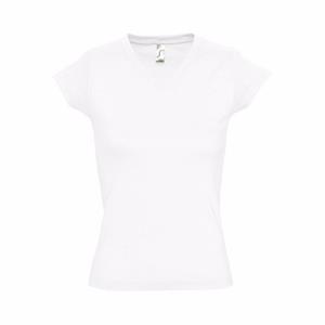 Sols Set van 2x stuks dames t-shirt V-hals wit 100% katoen slimfit, maat: -