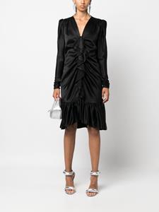 Saint Laurent Pre-Owned 1970s zijden jurk met ruches - Zwart