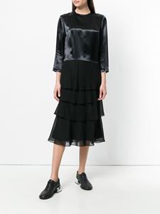 Comme Des Garçons Pre-Owned driekwart mouwen gelaagde jurk - Zwart