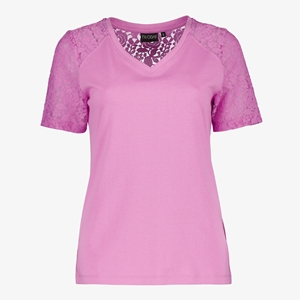TwoDay dames T-shirt roze met kant