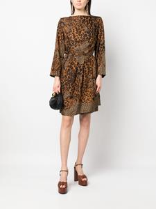 Saint Laurent Pre-Owned 1980s jurk met luipaardprint - Bruin