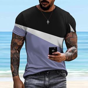Happy Show New Summer Men's Fashion T-shirt Personality Color Ticking Printed Men's T-shirt Top
