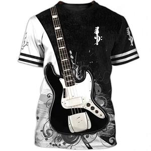 Kukebang Zomer Heren T-shirts Gitaar Grafische 3D Fashion Music T-shirt Pullover Korte Mouw O Hals Rock Hip Hop Tops Oversized kleding